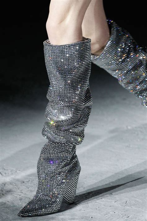 ysl glitter boots|ysl high boots.